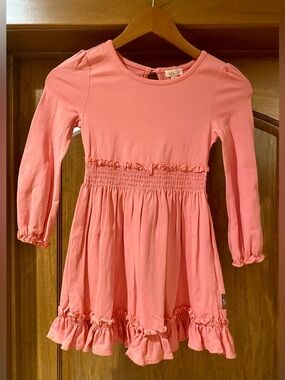 Matilda Jane Coral Pink Long-Sleeve Ruffle Waist Dress
